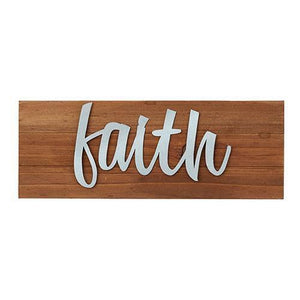 Faith Wood Tabletop Plaque