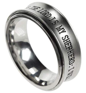 Fear No Evil Psalm 23 Stainless Steel Spinner Ring