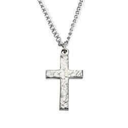 Fine Pewter Textured Cross Necklace