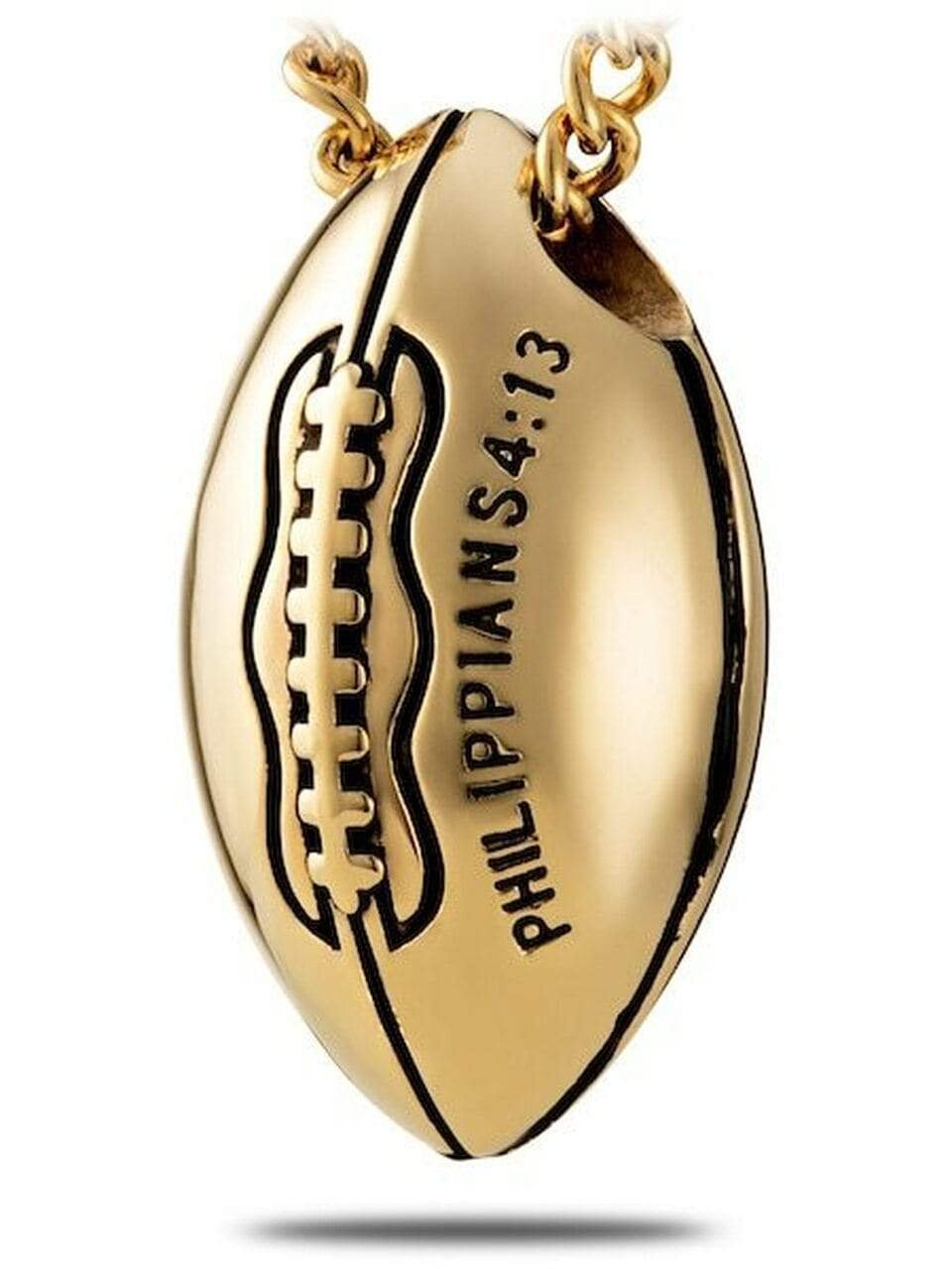 Gold Stainless Steel Football Necklace Philippians 4:13