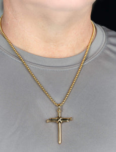 Gold Stainless Steel Nail Cross Necklace