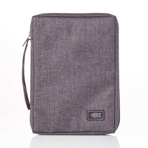 Gray Canvas Bible Cover With Fish