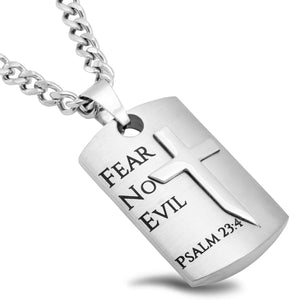 Guardian Shield Cross Necklace Psalm 23 Fear No Evil