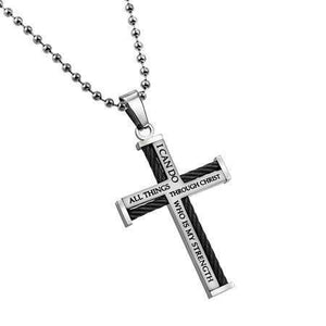 Philippians 4:13 Cable Cross Necklace