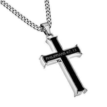 I Can Do All Things Through Christ Men's Black Iron Cross Necklace