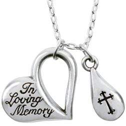 Women's In Loving Memory Heart Cross Necklace