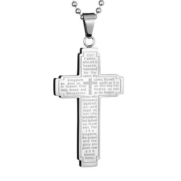 Lord's Prayer Stainless Steel Cross Necklace