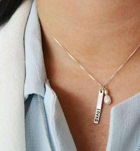 Loved Sterling Silver Blessing Bar Necklace