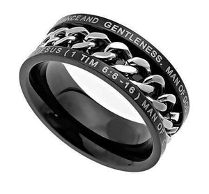 Man Of God Black Chain Ring