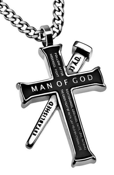 Man Of God Black Established Cross Necklace