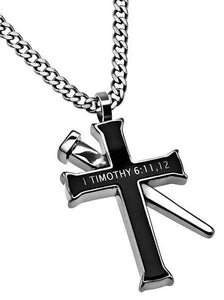 Man Of God Black Established Cross Necklace