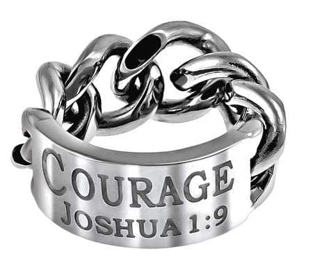 Men's Chain Link Ring - Courage Joshua 1:9