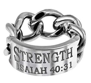 Men's Chain Link Ring Strength Isaiah 40:31
