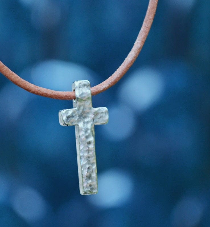 Men's Hand Stamped Sterling Silver Cross Necklace