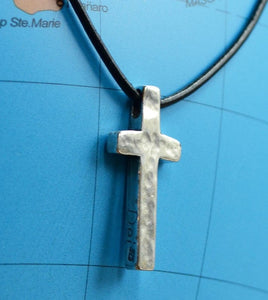 Men's Hand Stamped Sterling Silver Cross Necklace