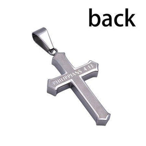 Men's Inlay Cross Necklace Christ My Strength