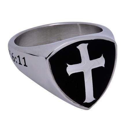 Men's Shield Cross Ring Man of God