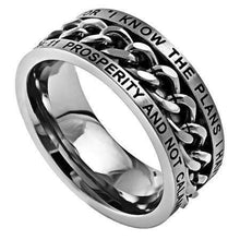 Men's Silver Chain Ring I Know Bible Verse