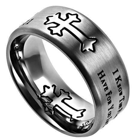 Men's Silver Stainless Steel Cross Ring I Know
