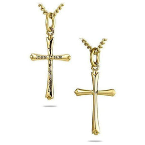 Men's Slender Gold Stainless Steel Cross Necklace John 19:30