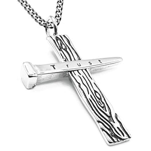 Men's Stainless Steel Calvary Cross Necklace - Proverbs 3:5