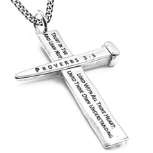 Men's Stainless Steel Calvary Cross Necklace - Proverbs 3:5