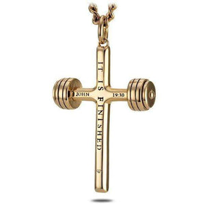 Men's Stainless Steel Dumbbell Cross Necklace