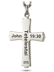 Men's Stainless Steel Outlined Cross Necklace John 19:30