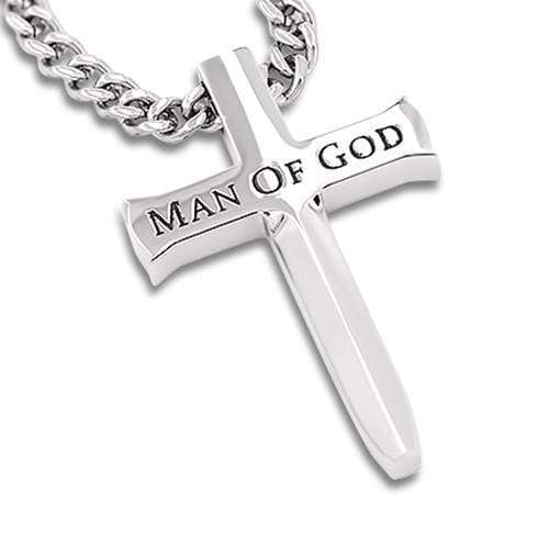 Men's Stainless Steel Sword Cross Necklace Man of God