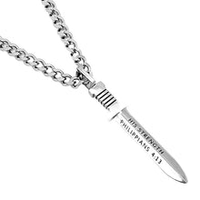Men's Stainless Steel Sword Necklace Philippians 4:13
