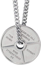 Men's Stainless Steel Weight Plate Necklace - Philippians 4:13