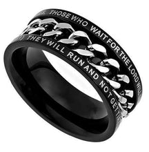 Mount Up With Wings Like Eagles Men's Black Chain Ring