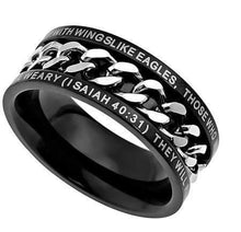 Mount Up With Wings Like Eagles Men's Black Chain Ring