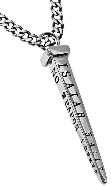 Men's Stainless Steel Nail Necklace No Weapon - Isaiah 54:17