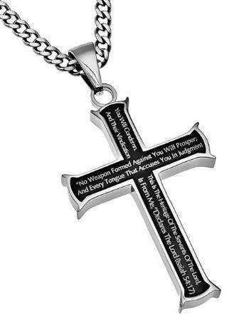 No Weapon Formed Against You Men's Black Cross Necklace