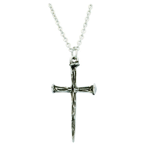 Pewter Nail Cross Necklace
