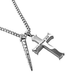 Philippians 4:13 Cross And Nail Necklace | Atrio Hill