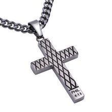 Philippians 4:13 Diamond Back Cross Necklace