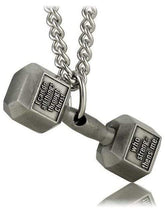 Men's Stainless Steel Philippians 4:13 Dumbbell Necklace