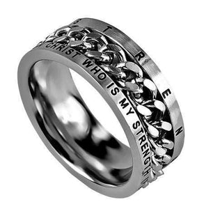 Philippians 4:13 Silver Chain Ring