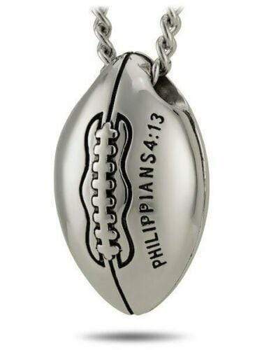 Philippians 4:13 Stainless Steel Football Necklace