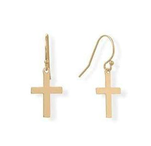 Plain Gold Cross Dangle Earrings
