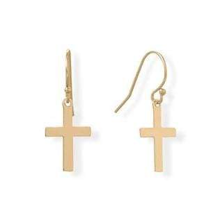 Plain Gold Cross Dangle Earrings