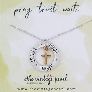 Pray Trust Wait Women's Cross Necklace