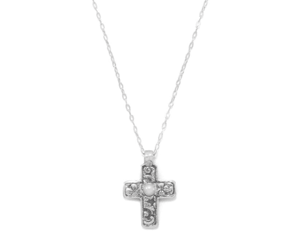 Reversible Pearl Cross Necklace