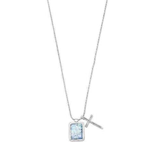 Roman Glass And Cross Charm Necklace