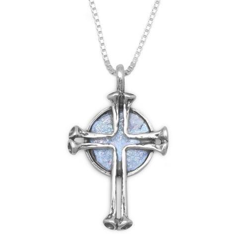 Cross with Heart - Sterling Silver Diamond Cross Necklace (Big) Plain -  Green Rivor