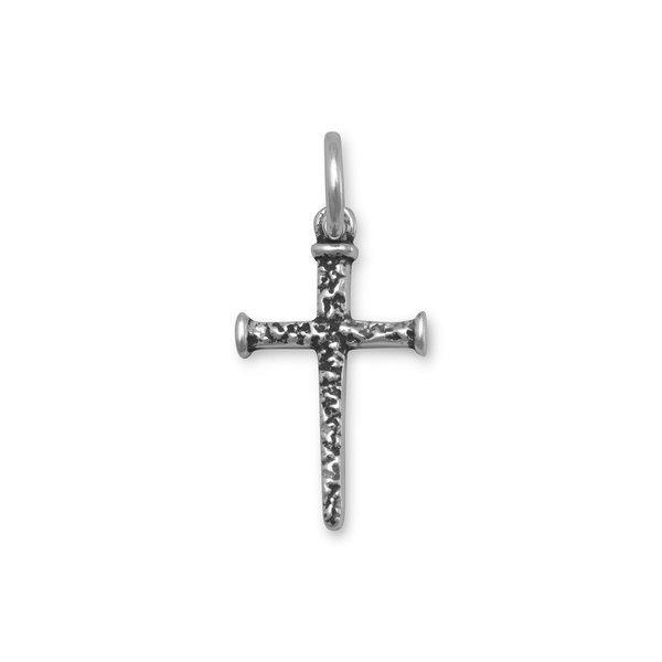 Small Oxidized Cross Of Nails Pendant