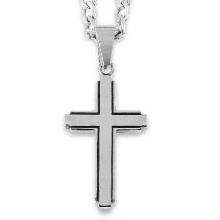 Stainless Steel Black Inlay Cross Necklace