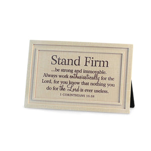 Stand Firm Cast Stone Scripture Plaque